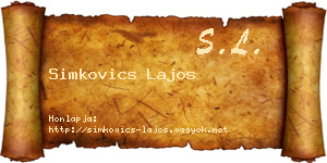 Simkovics Lajos névjegykártya
